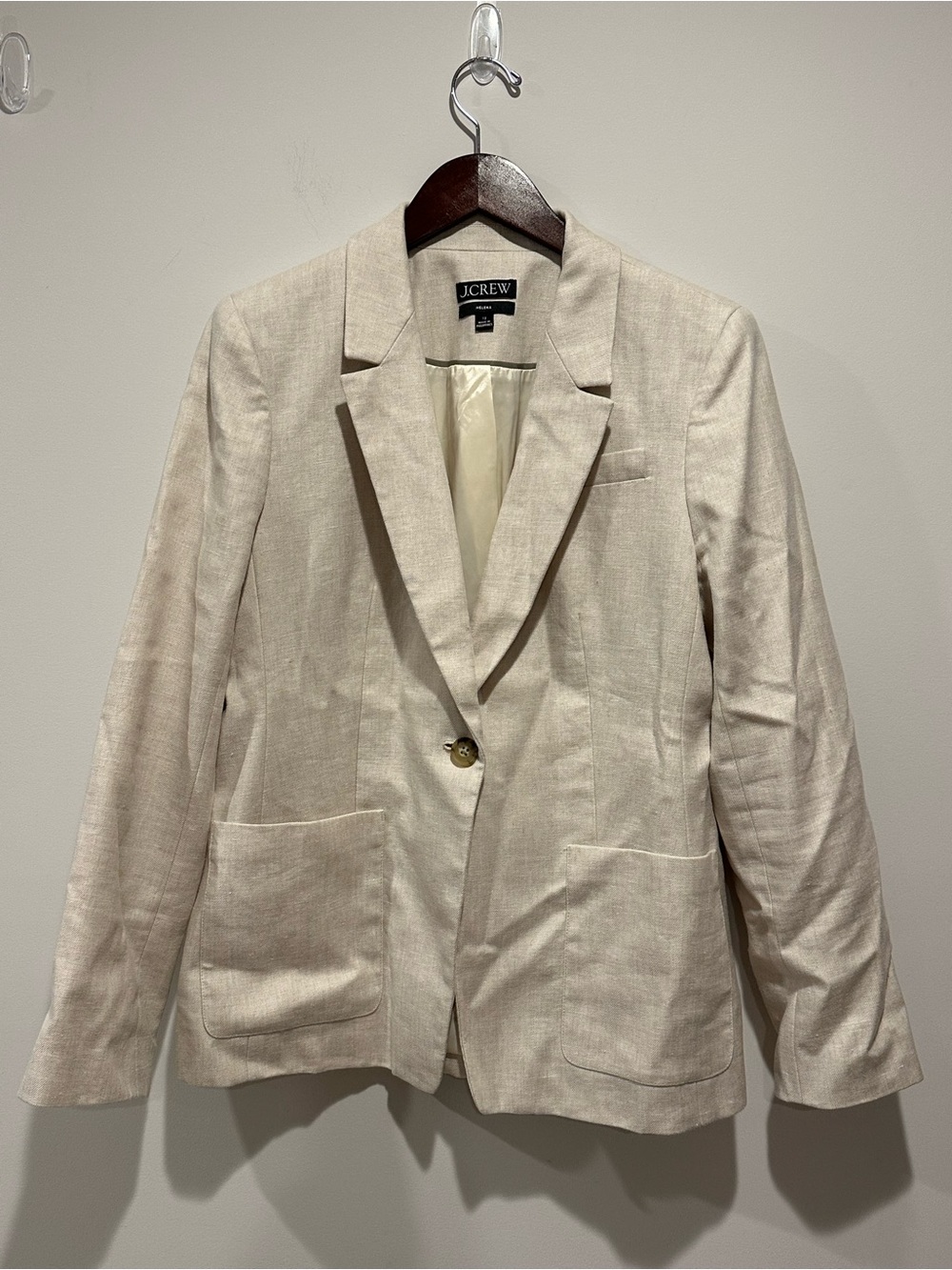 J. Crew Beige Single-Button Linen-Blend Blazer